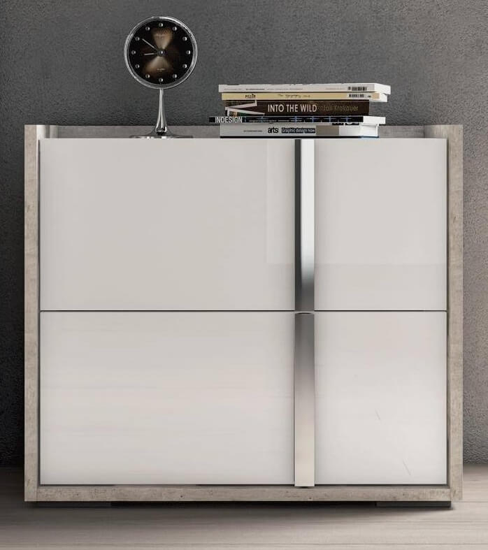 Treviso ESF Wood Veneer/Chrome Nightstand w/2 Drawers