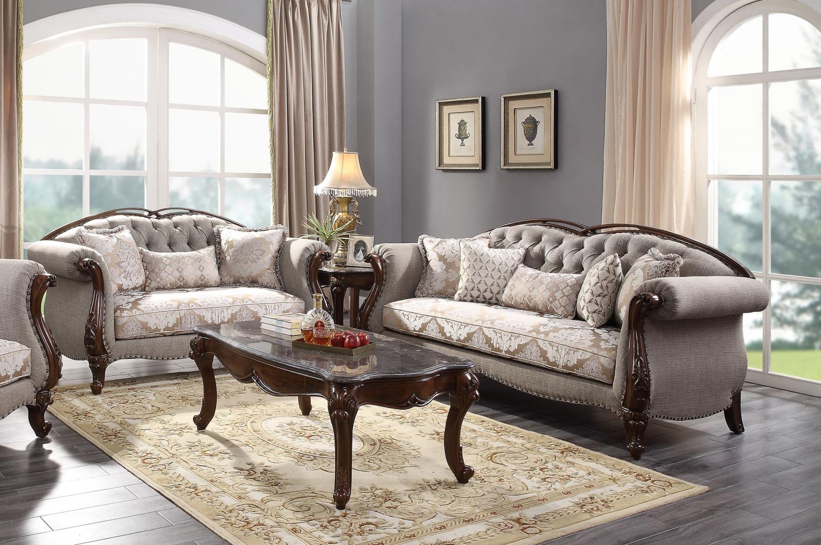 Miyeon Fabric Tufted Living Room Set w/Pillows