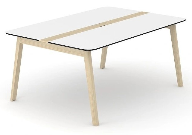 Nova Wood HPL D55.1" 6-Person Office Meeting Table w/Grommet & Metal Cable Tray