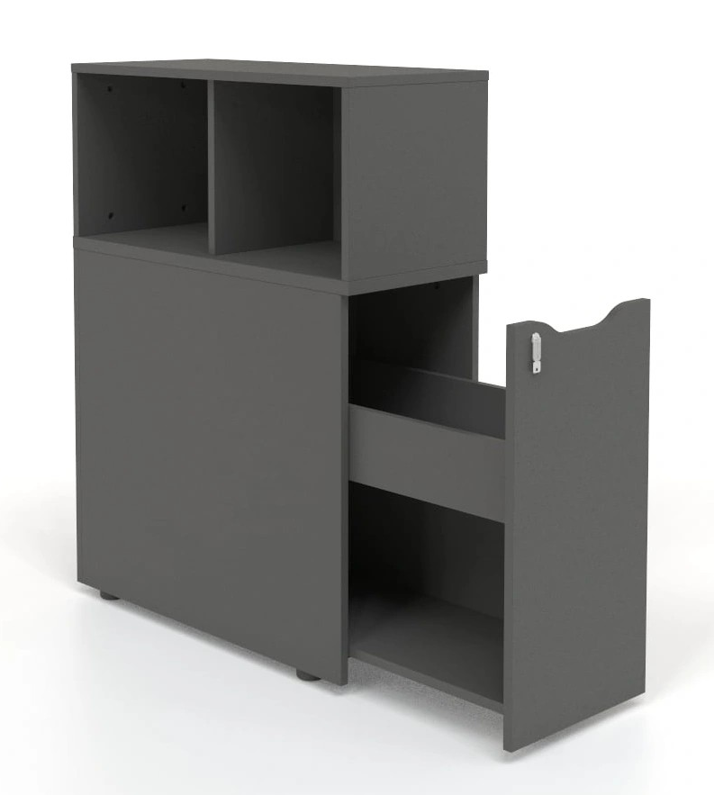 Boxi D32.3" Office Lockable Storage Tower w/2 Shelves & Top Bookcase, Right Hand