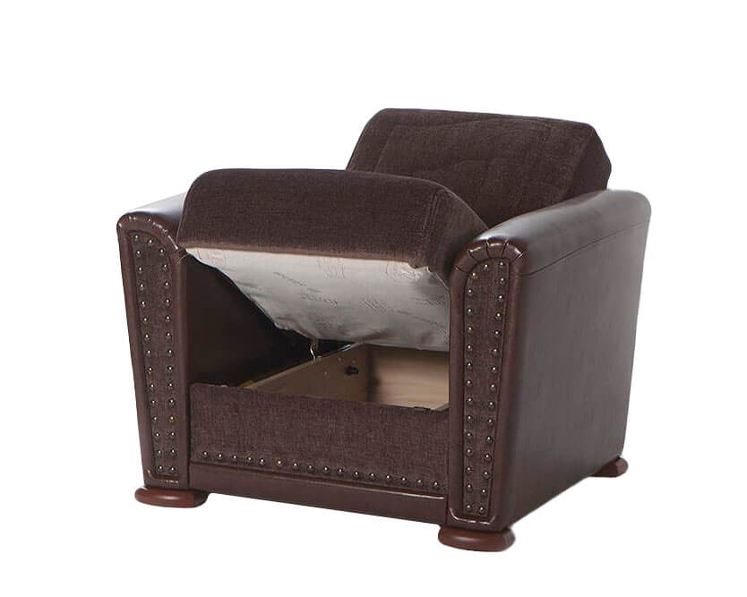 Alfa Fabric/PU Storage Sleeper Armchair
