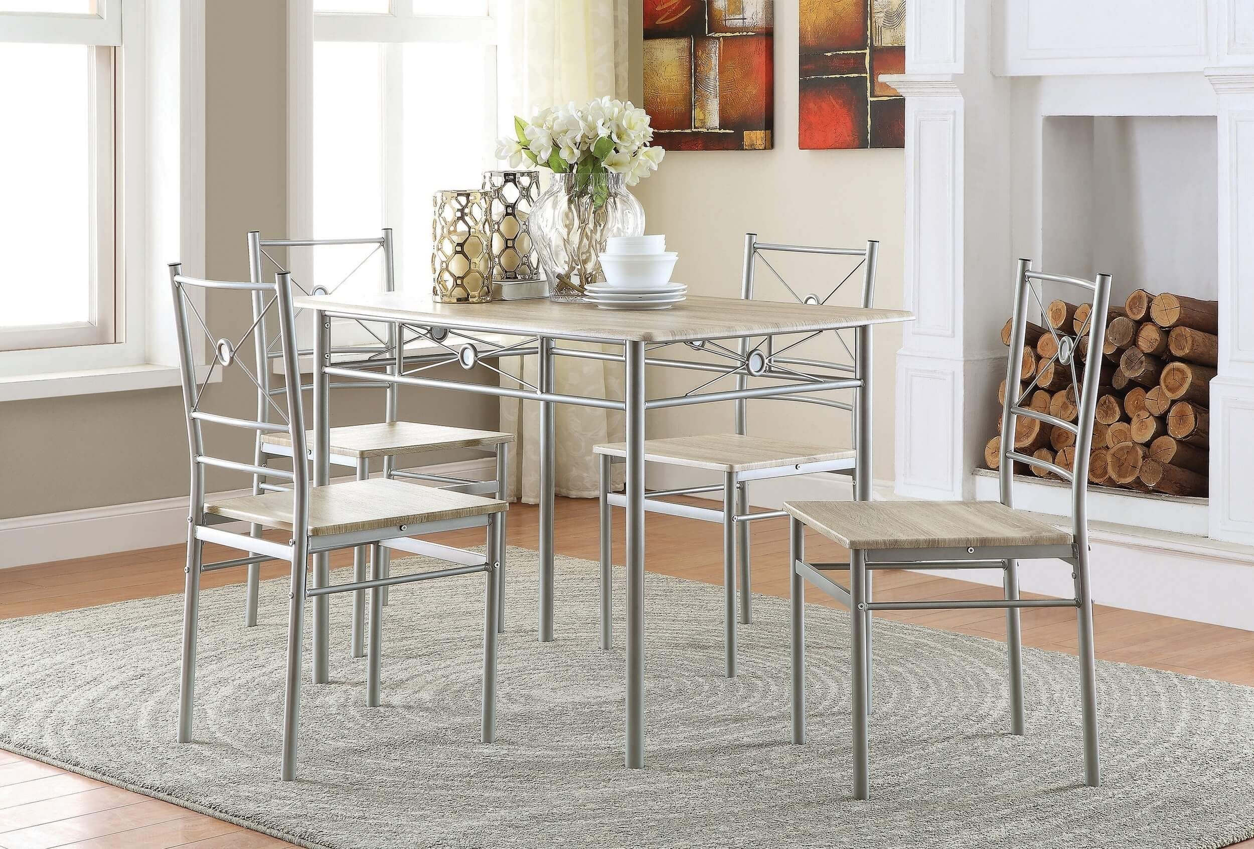 Fontana 5-piece Rectangular Metal Dining Set