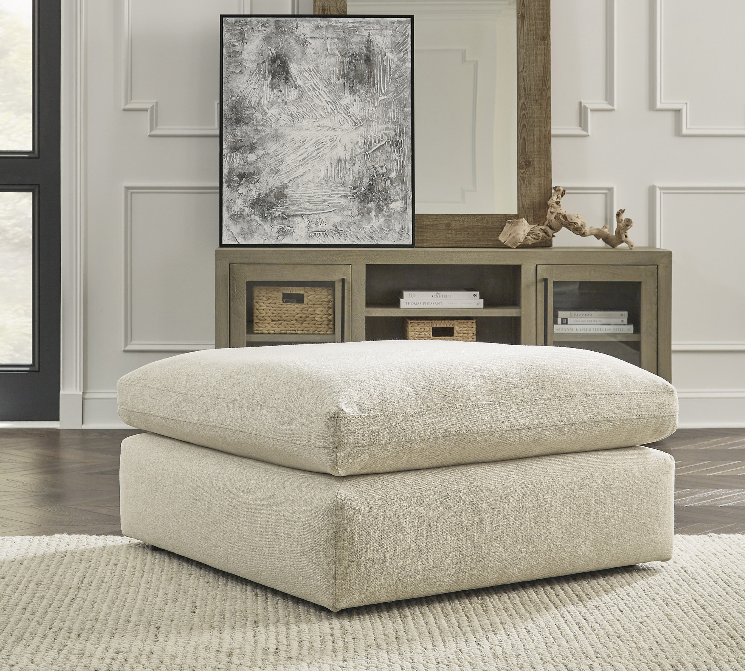 Elyza Fabric Oversized Accent Ottoman
