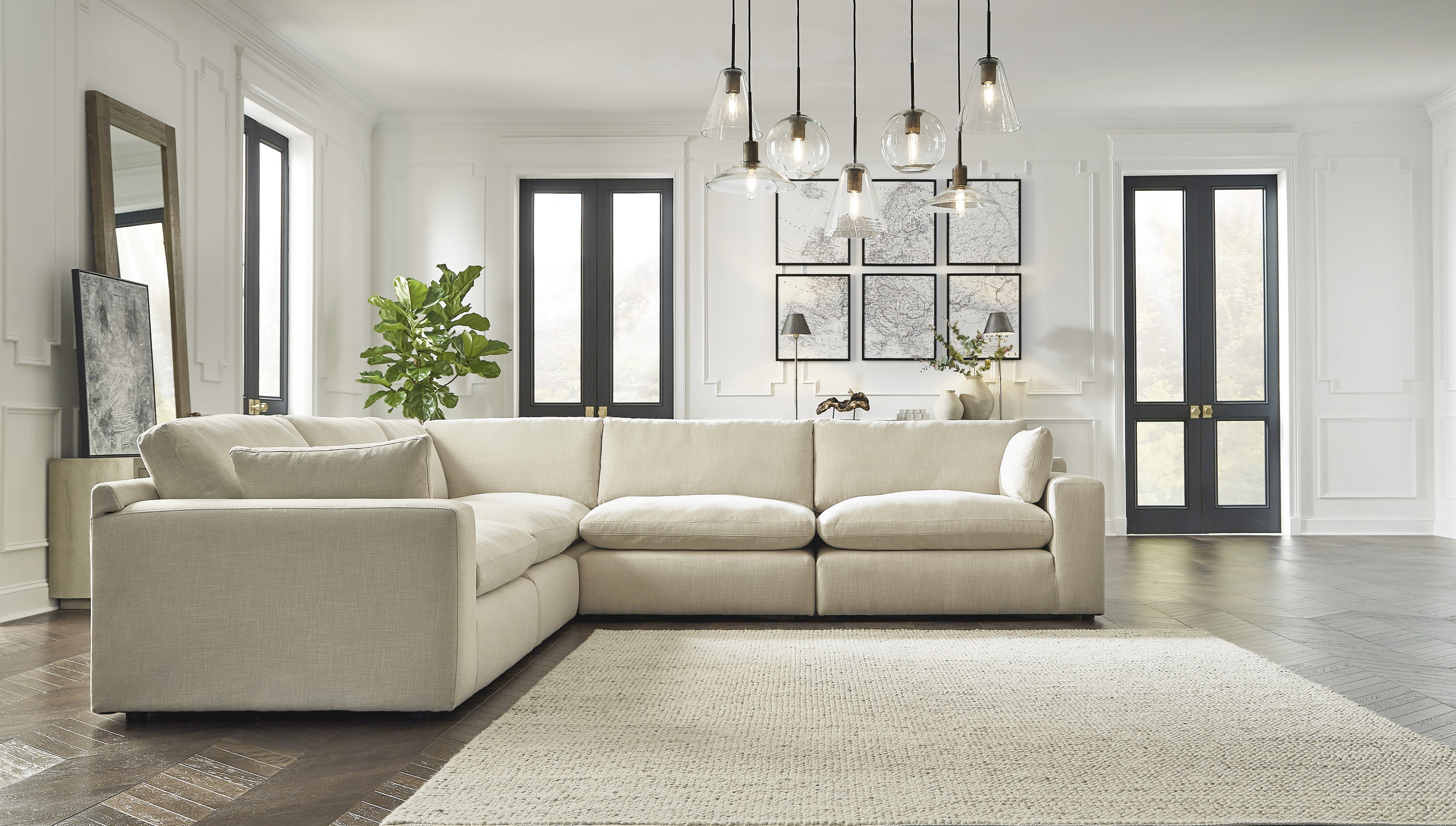 Elyza Fabric L-Shaped 5-Piece Sectional Sofa