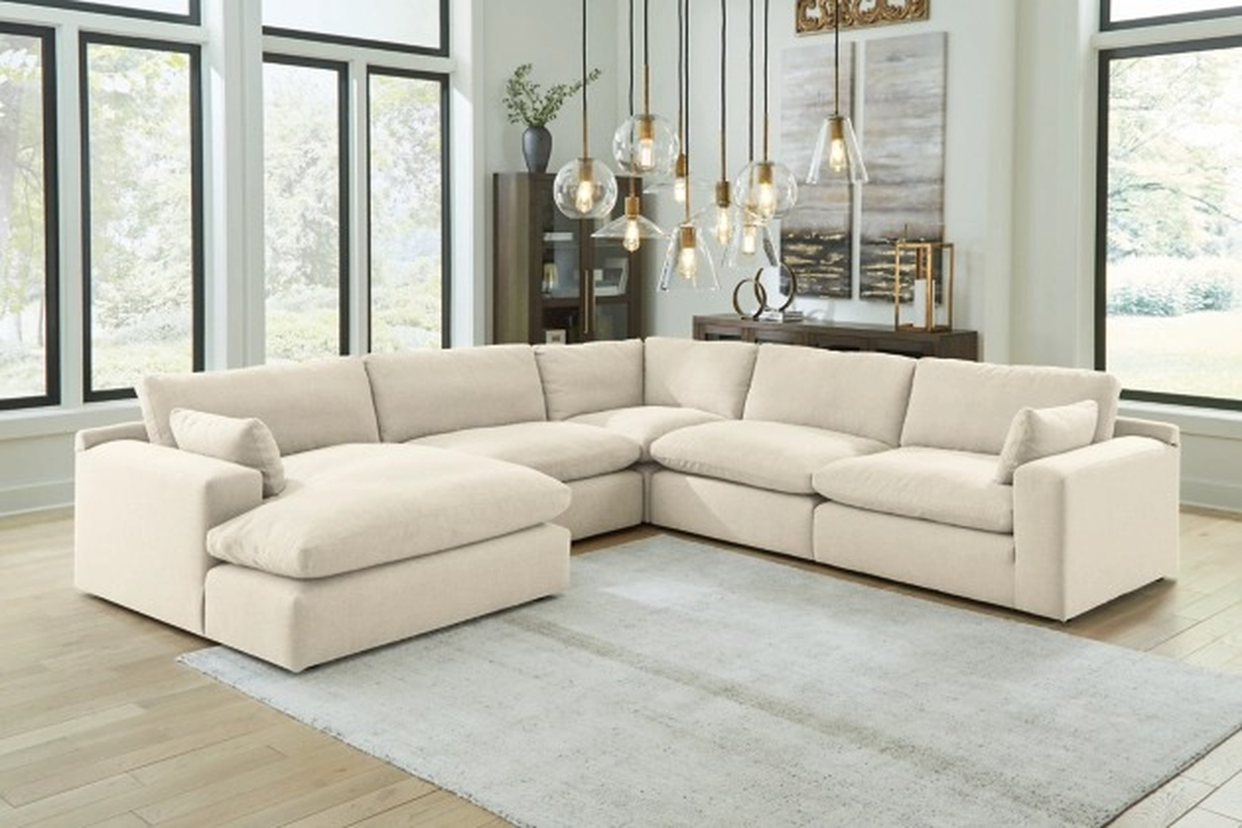 Elyza Fabric L-Shaped 5-Piece Left Arm Sectional Sofa w/Chaise