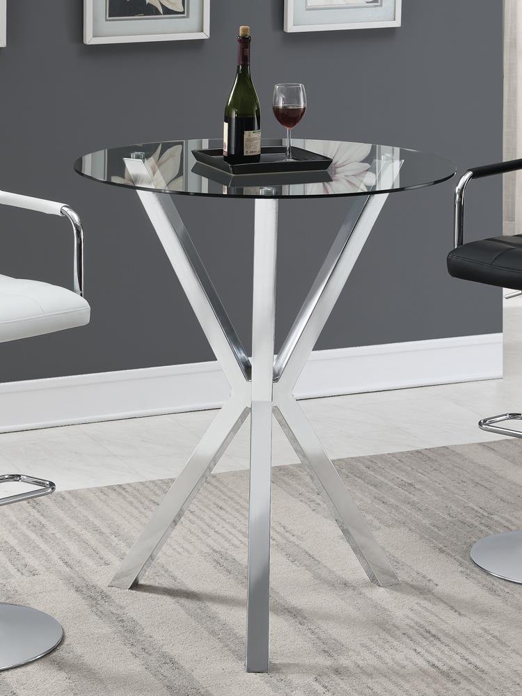 Denali 35" Round Glass Top Bar Table with Chrome Base