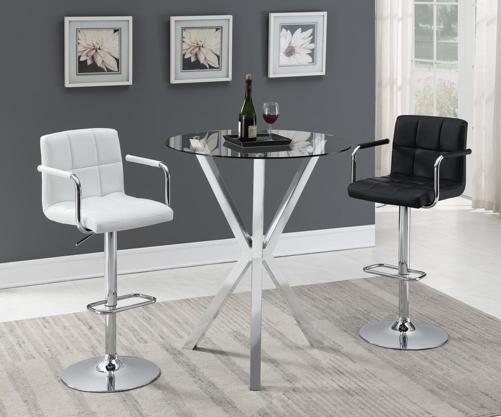 Denali 35" Round Glass Top Bar Table with Chrome Base