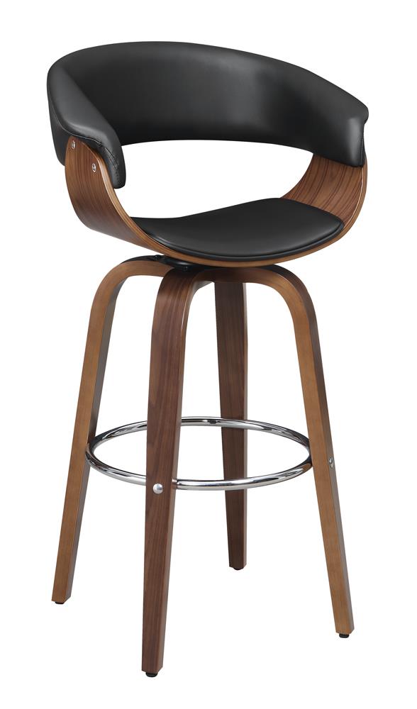 Zion Leatherette Swivel Bar Stool with Walnut Base
