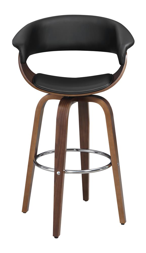 Zion Leatherette Swivel Bar Stool with Walnut Base