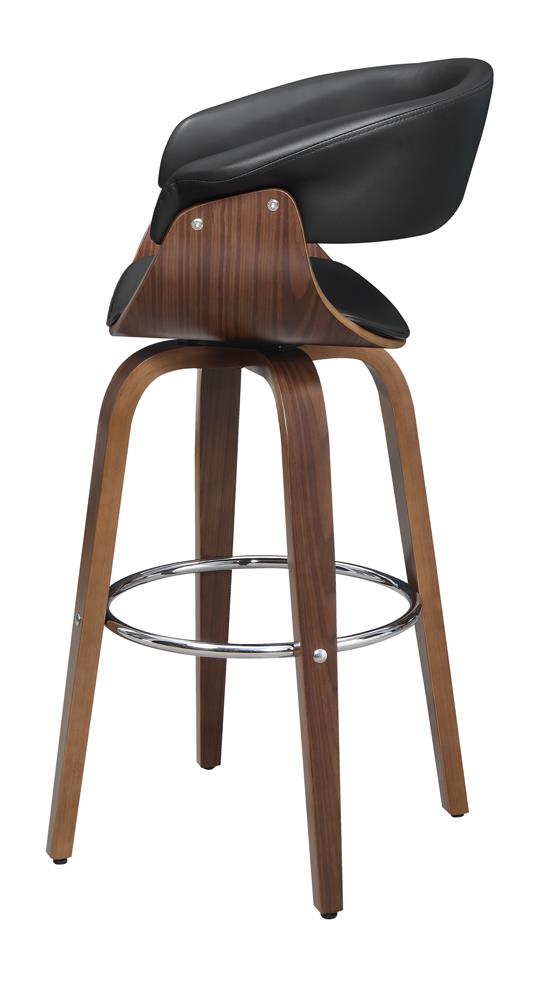 Zion Leatherette Swivel Bar Stool with Walnut Base