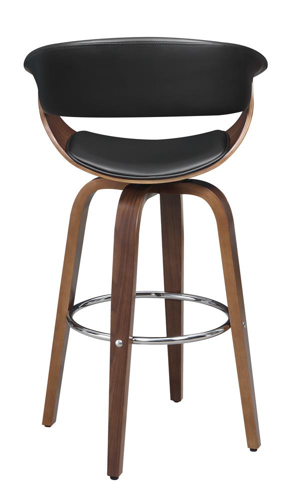 Zion Leatherette Swivel Bar Stool with Walnut Base
