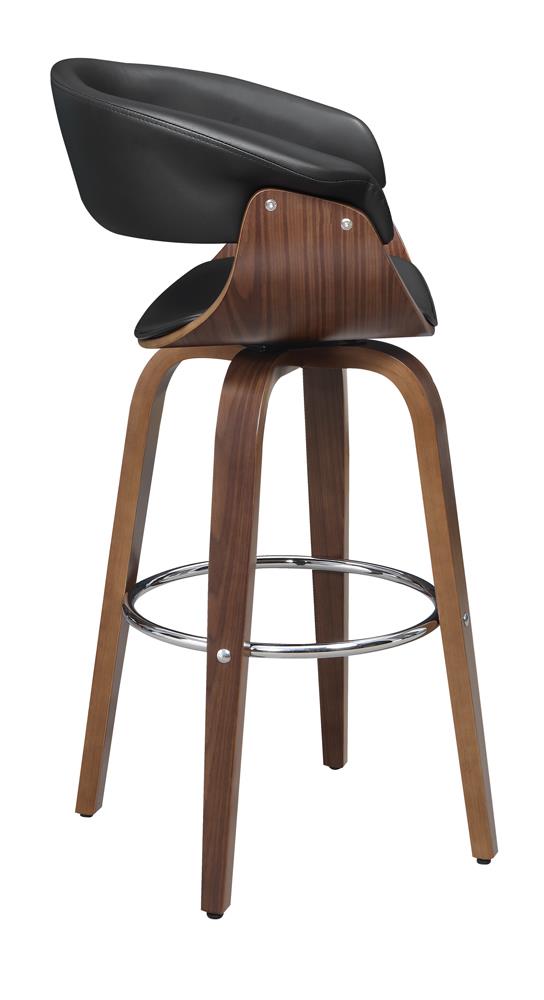 Zion Leatherette Swivel Bar Stool with Walnut Base