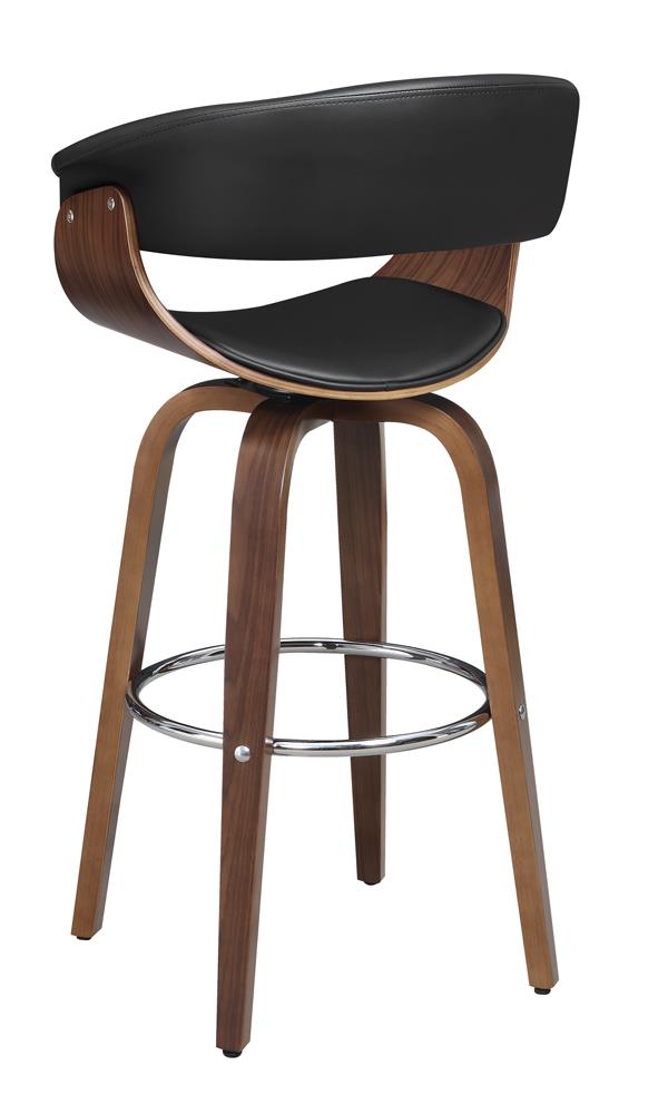 Zion Leatherette Swivel Bar Stool with Walnut Base