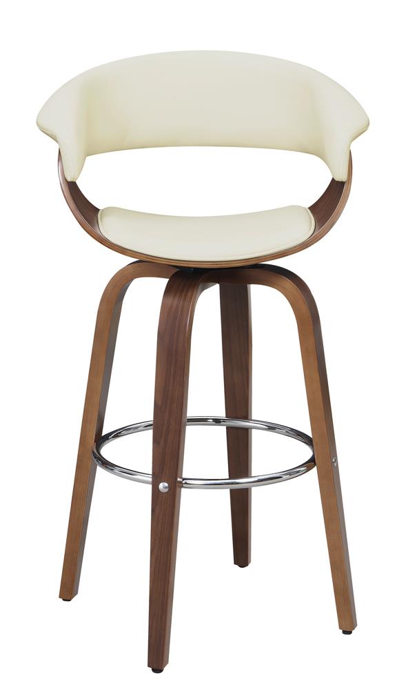 Zion Leatherette Swivel Bar Stool with Walnut Base