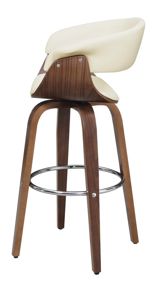 Zion Leatherette Swivel Bar Stool with Walnut Base