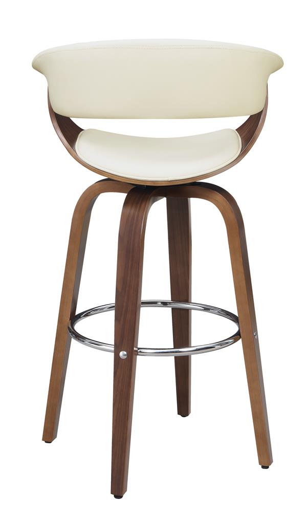 Zion Leatherette Swivel Bar Stool with Walnut Base