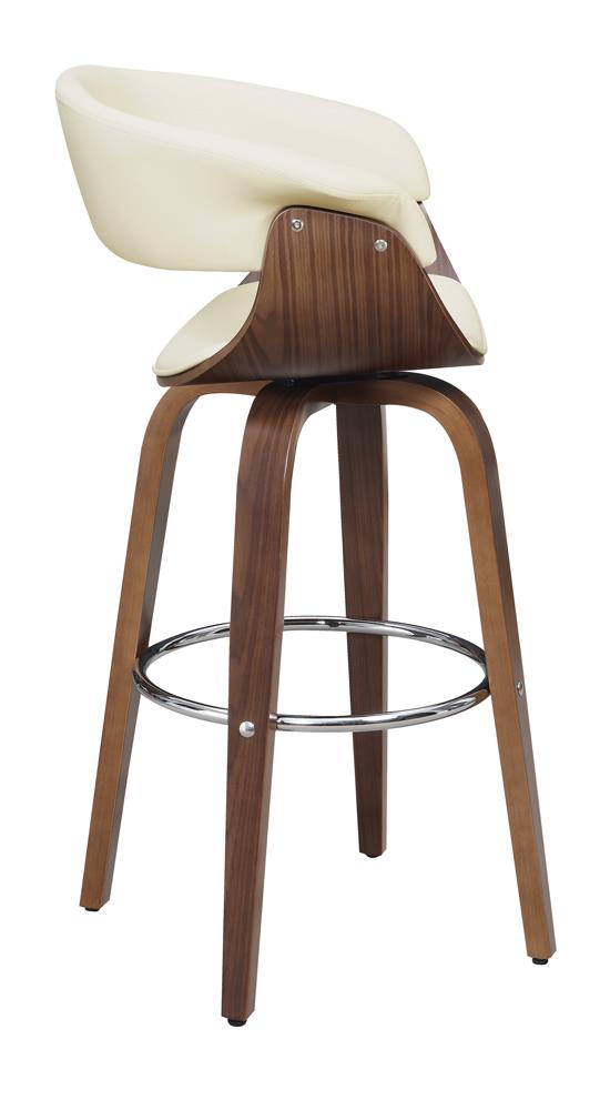 Zion Leatherette Swivel Bar Stool with Walnut Base