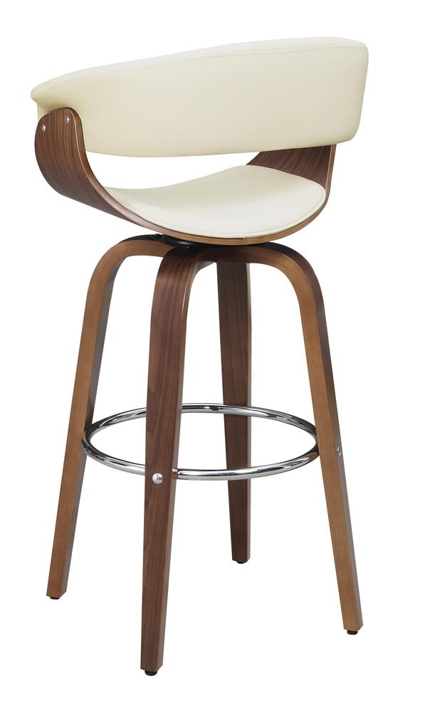 Zion Leatherette Swivel Bar Stool with Walnut Base