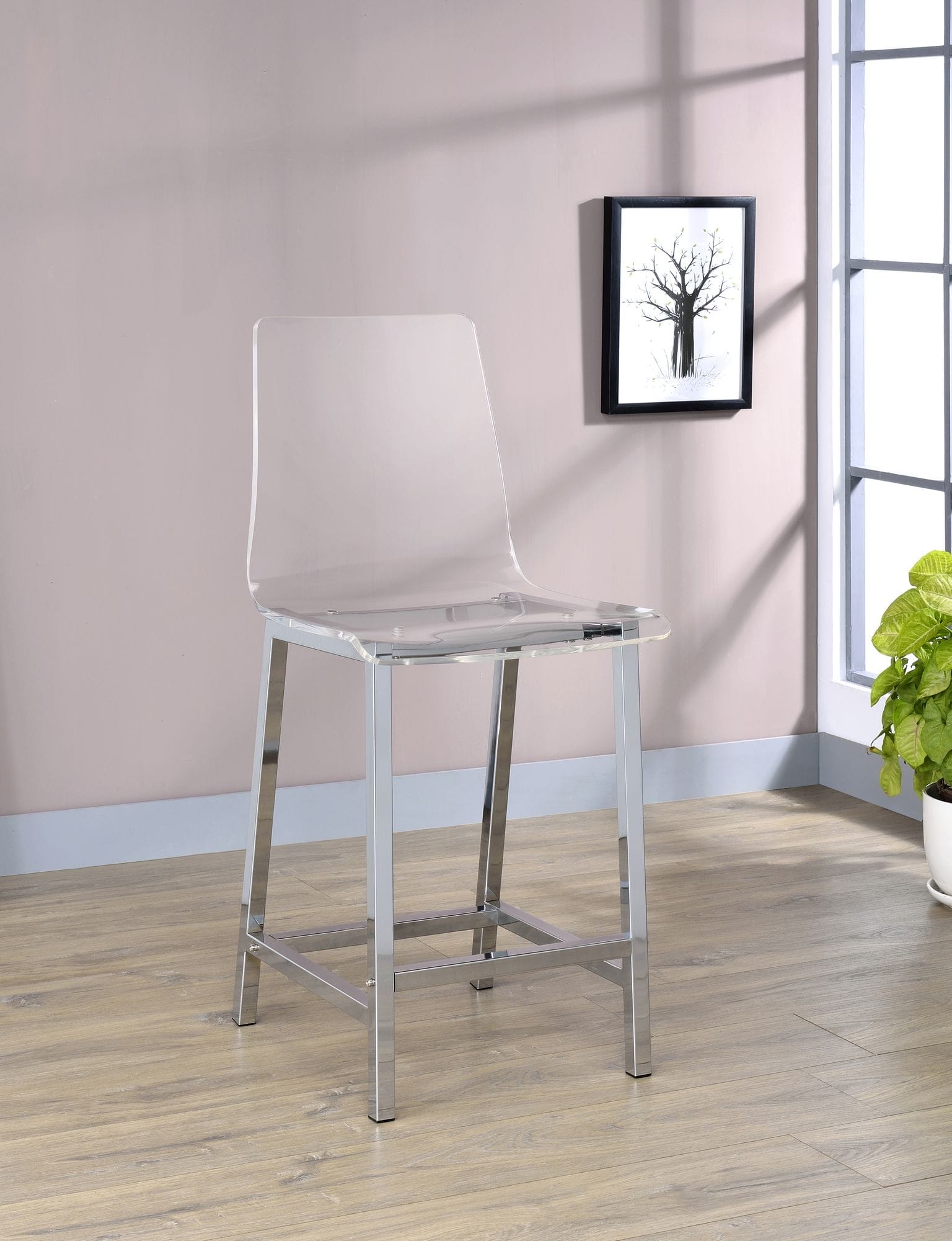 Juelia Acrylic Counter Stools with Chrome Legs