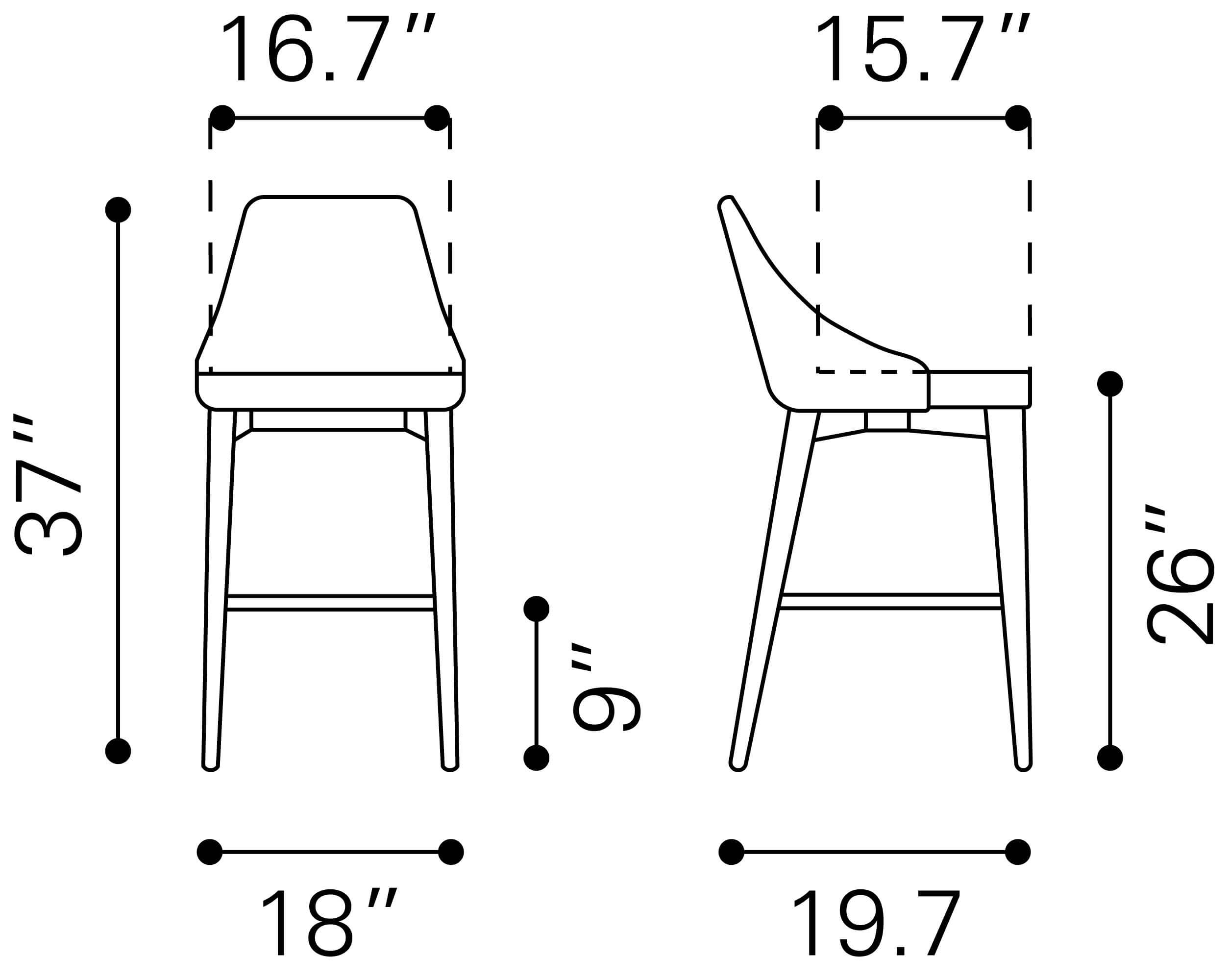 Moor Counter Chair, Dark Gray by Zuo Modern