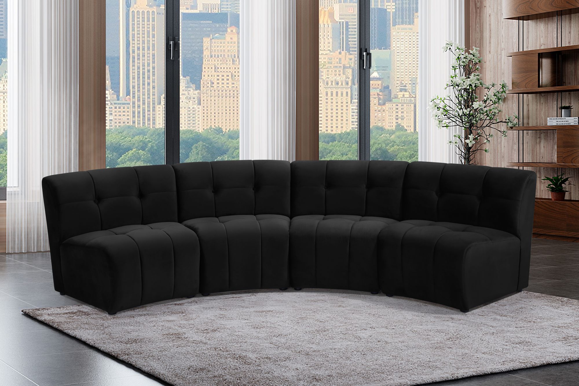 Limitless 123" 4-Piece Modular Velvet Sectional