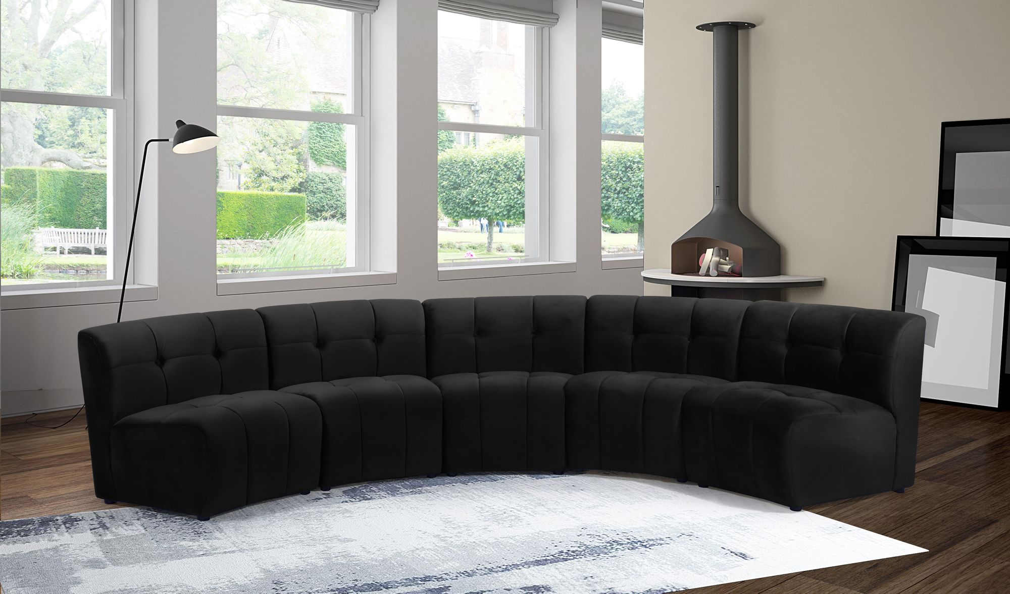 Limitless 145" 5-Piece Modular Velvet Sectional