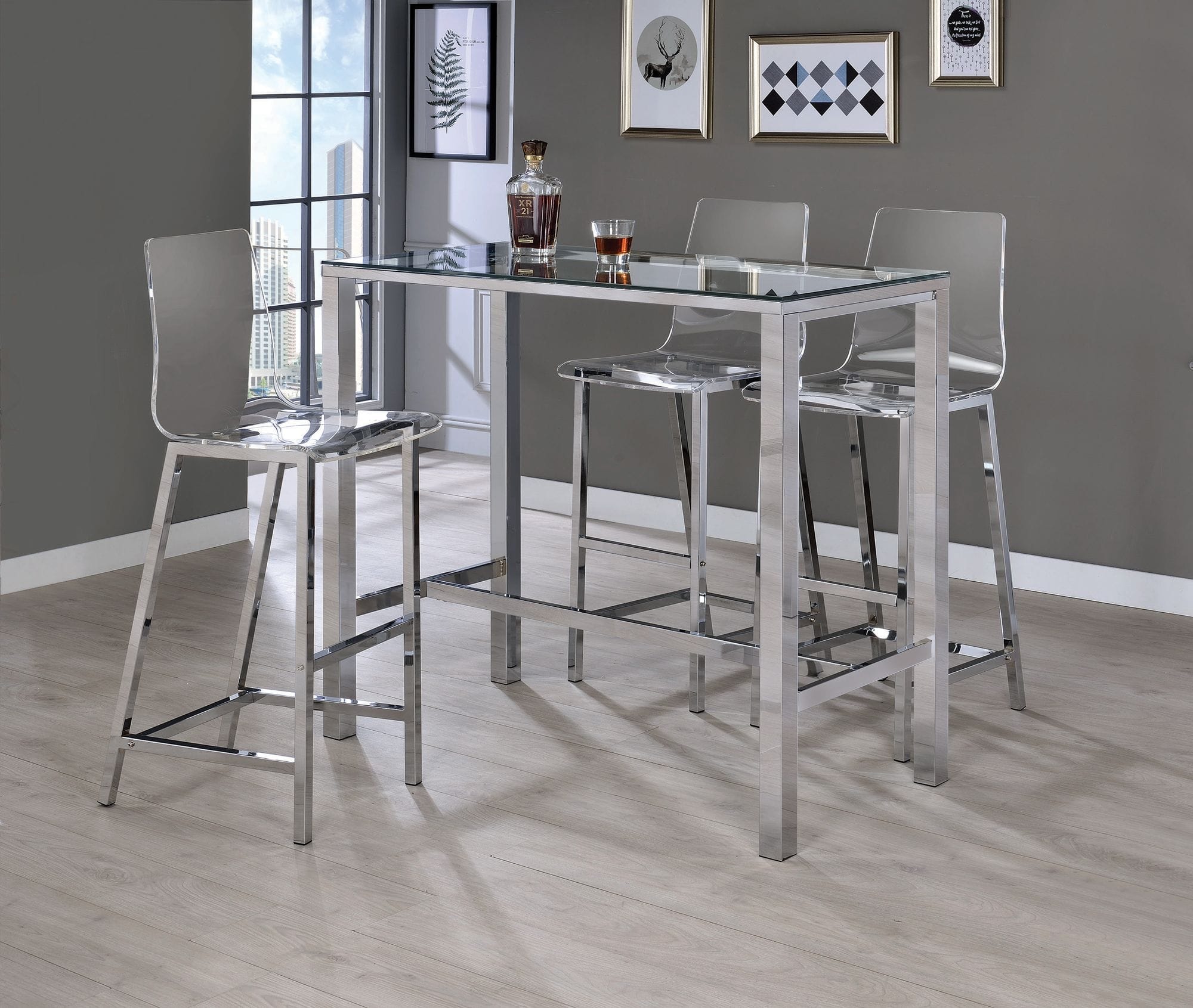 Juelia Acrylic Bar Stools with Chrome Legs