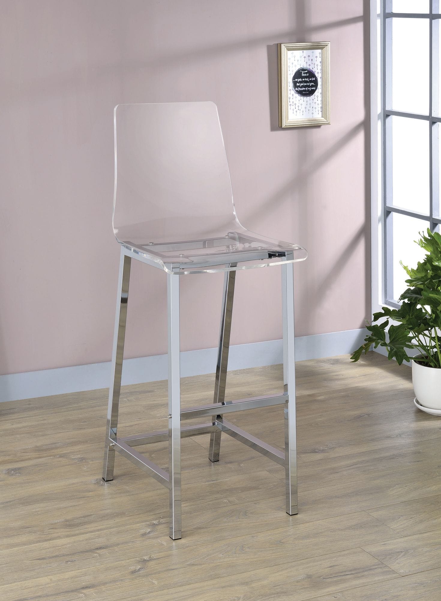 Juelia Acrylic Bar Stools with Chrome Legs