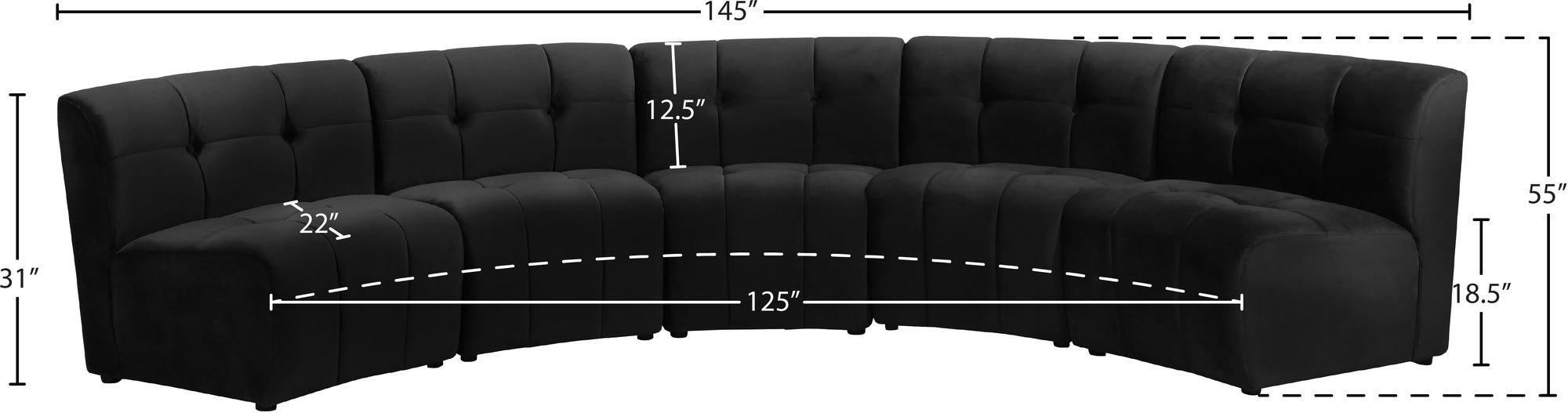 Limitless 145" 5-Piece Modular Velvet Sectional