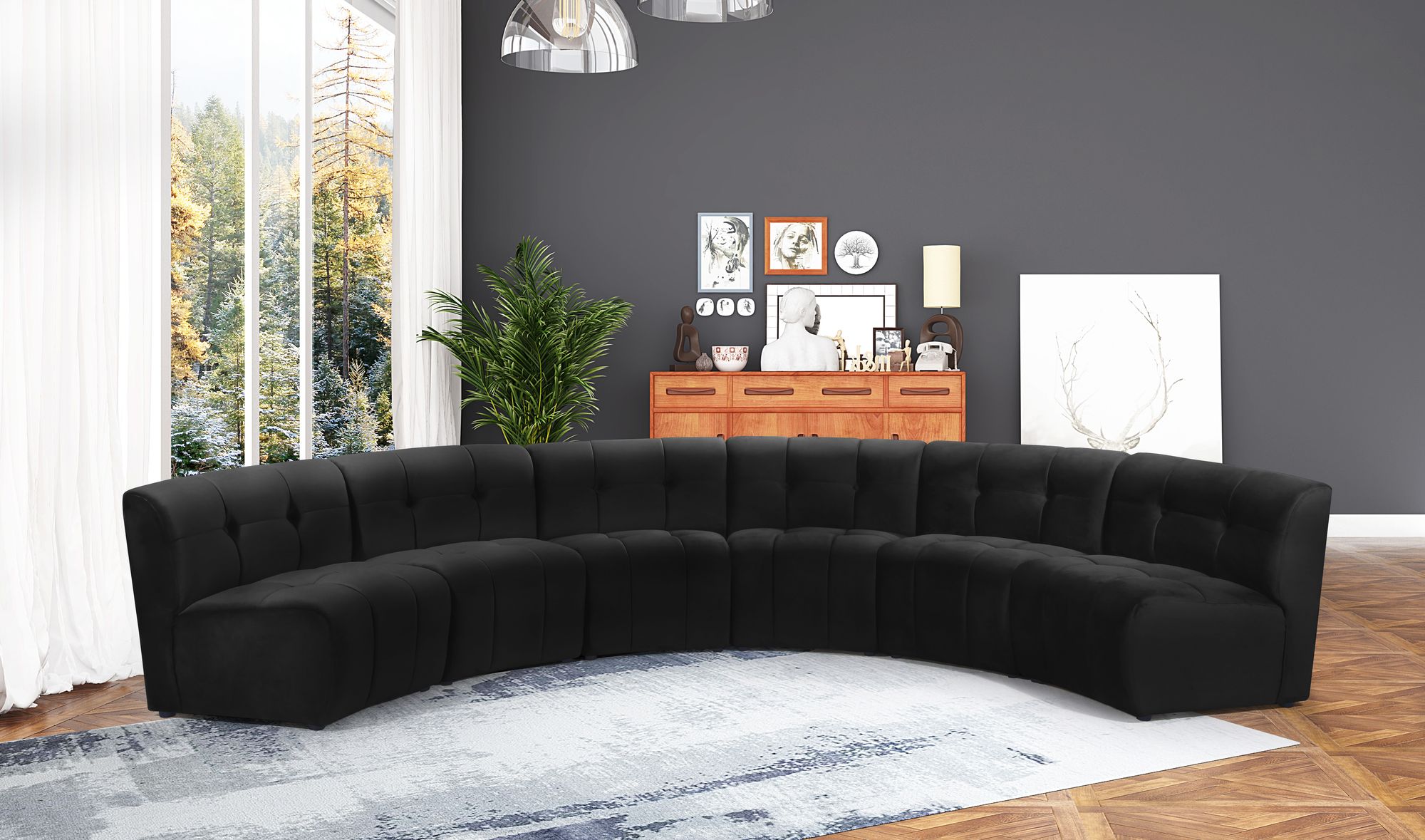 Limitless 161" 6-Piece Modular Velvet Sectional
