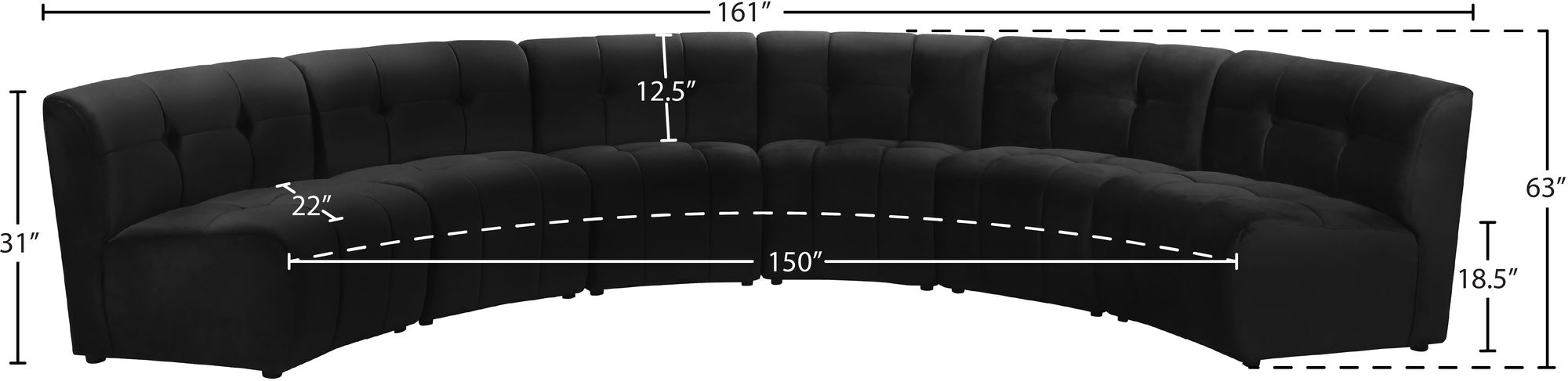 Limitless 161" 6-Piece Modular Velvet Sectional
