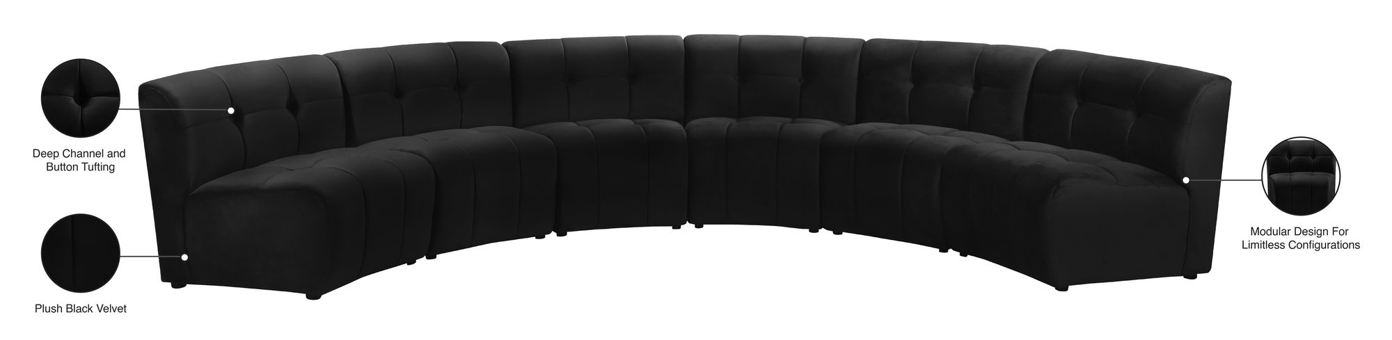 Limitless 161" 6-Piece Modular Velvet Sectional