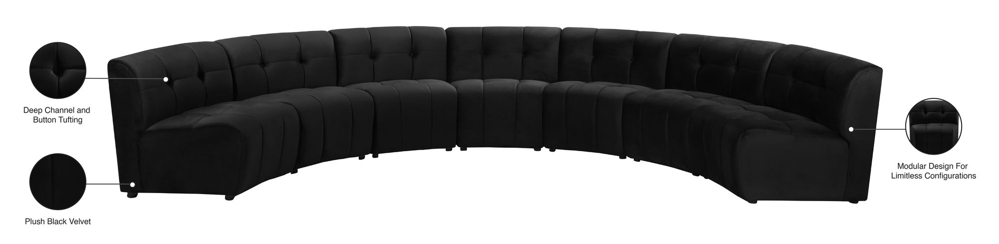 Limitless 170" 7-Piece Modular Velvet Sectional