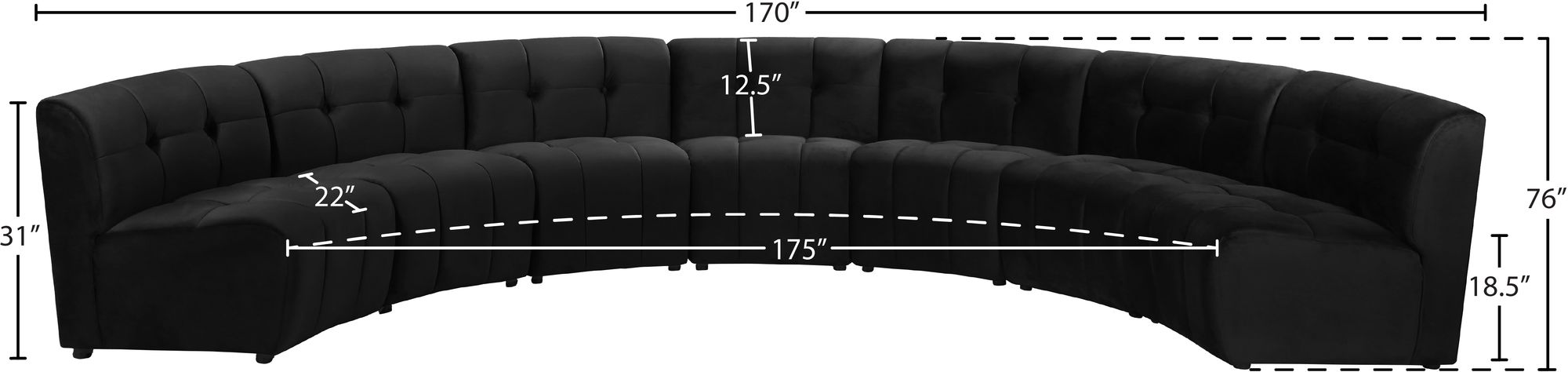 Limitless 170" 7-Piece Modular Velvet Sectional