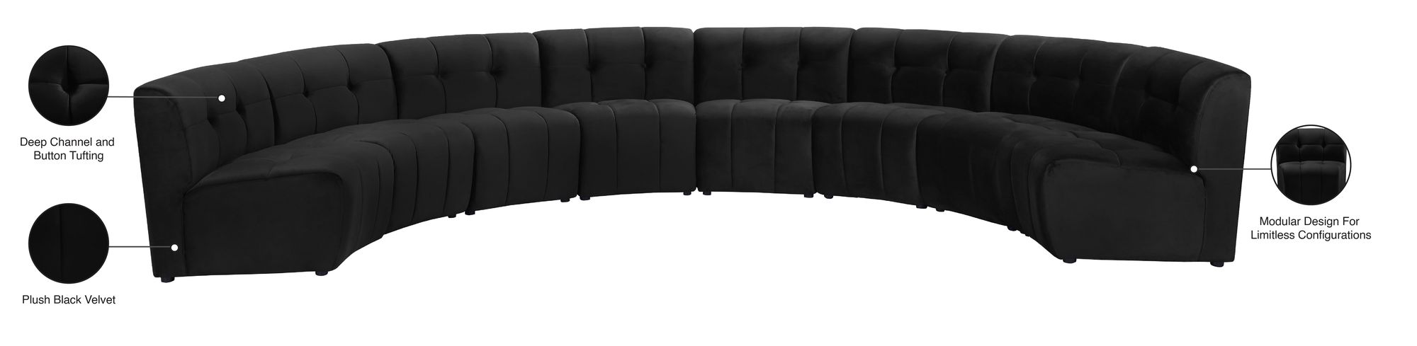 Limitless 173" 8-Piece Modular Velvet Sectional
