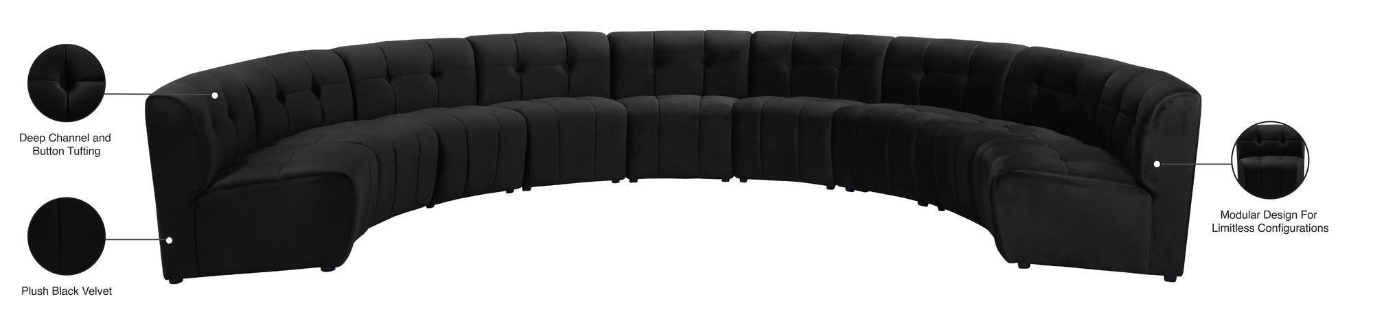 Limitless 173" 9-Piece Modular Velvet Sectional