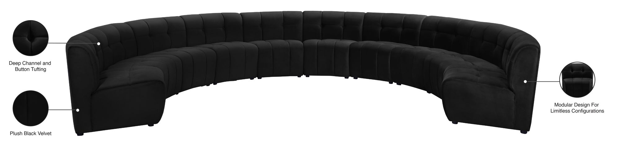 Limitless 173" 10-Piece Modular Velvet Sectional