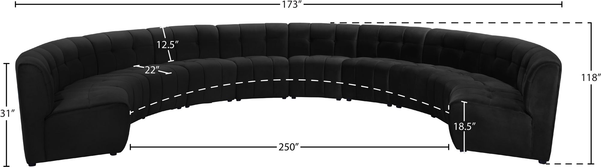 Limitless 173" 10-Piece Modular Velvet Sectional