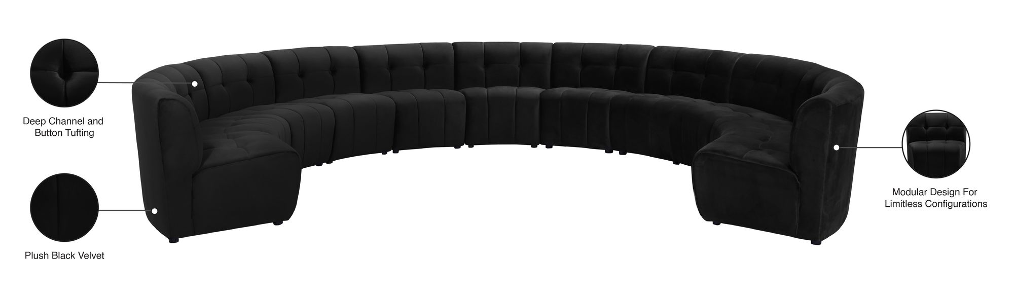 Limitless 173" 11-Piece Modular Velvet Sectional