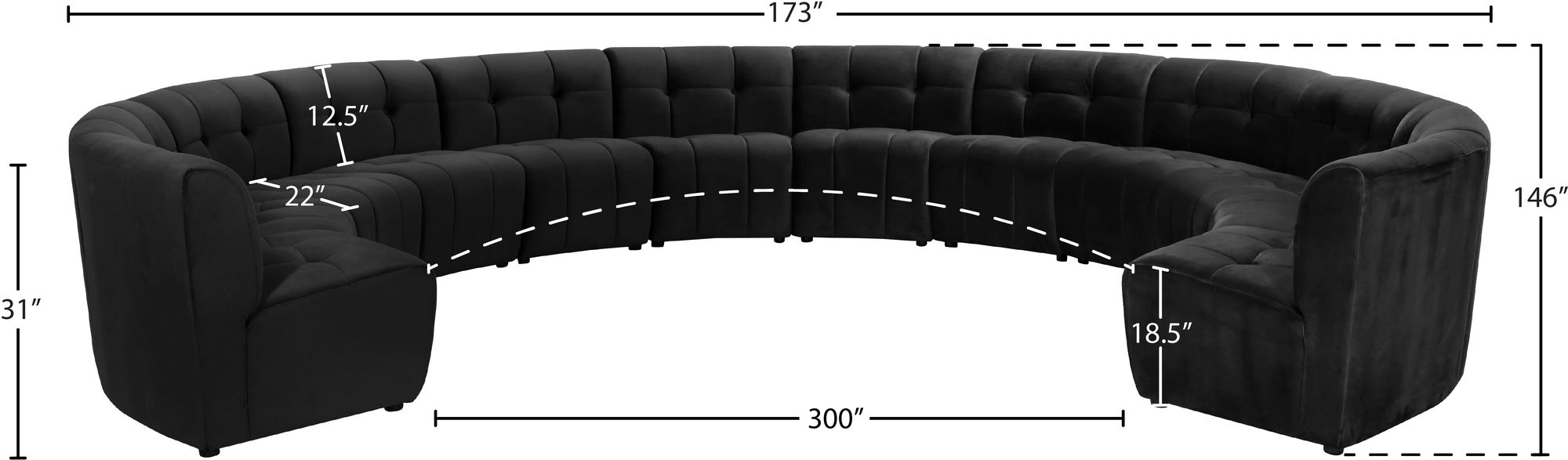Limitless 173" 12-Piece Modular Velvet Sectional