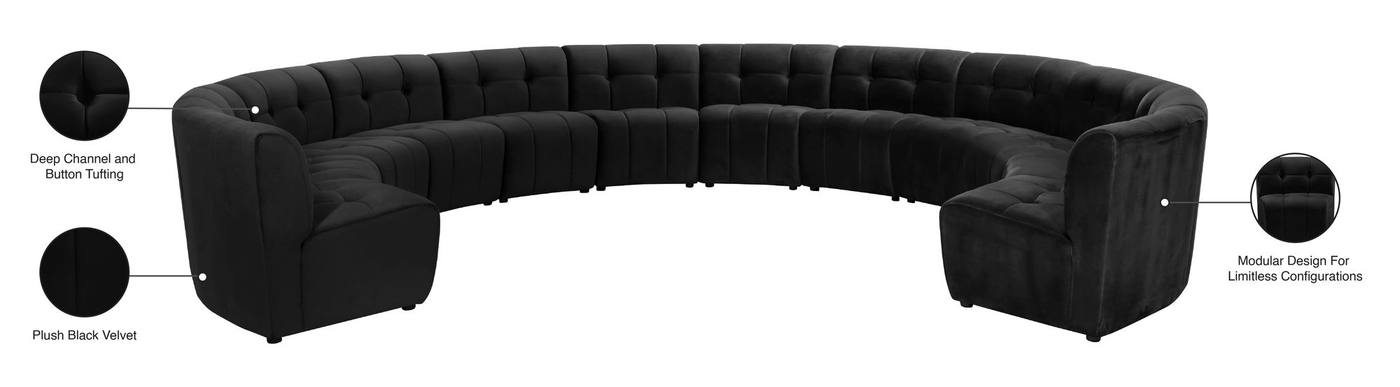 Limitless 173" 12-Piece Modular Velvet Sectional