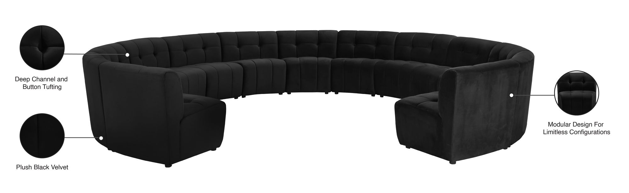 Limitless 173" 13-Piece Modular Velvet Sectional