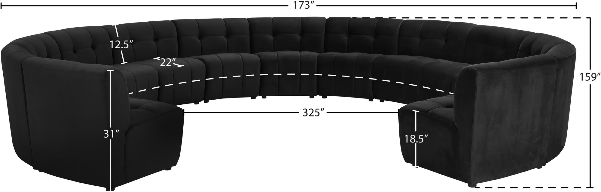 Limitless 173" 13-Piece Modular Velvet Sectional