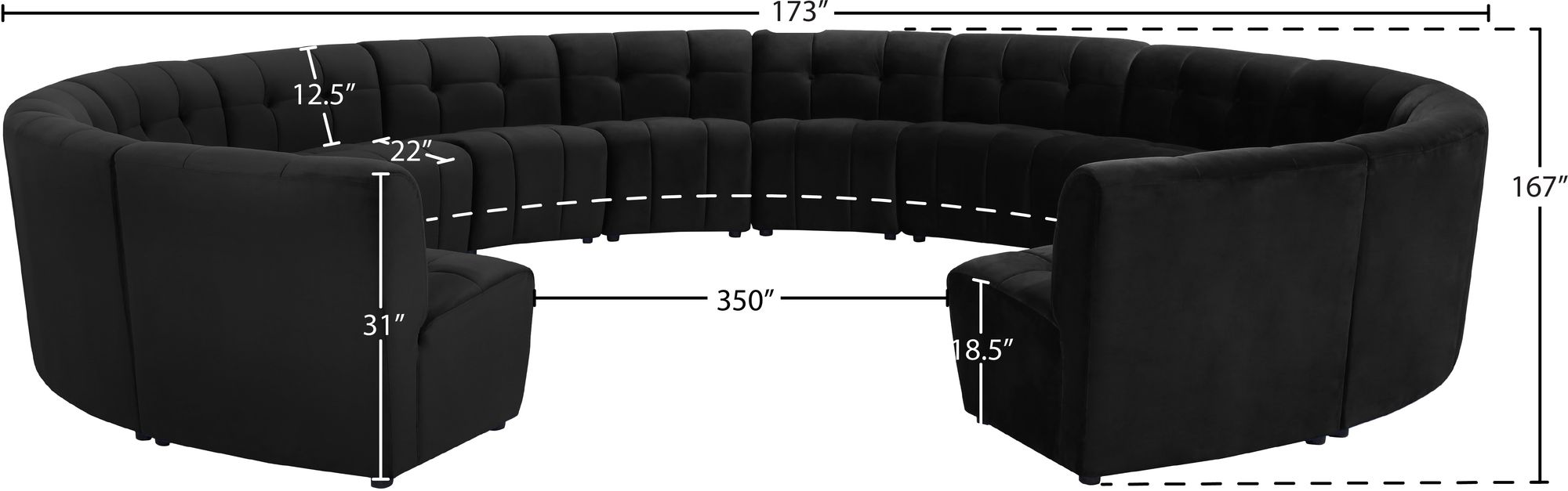 Limitless 173" 14-Piece Modular Velvet Sectional