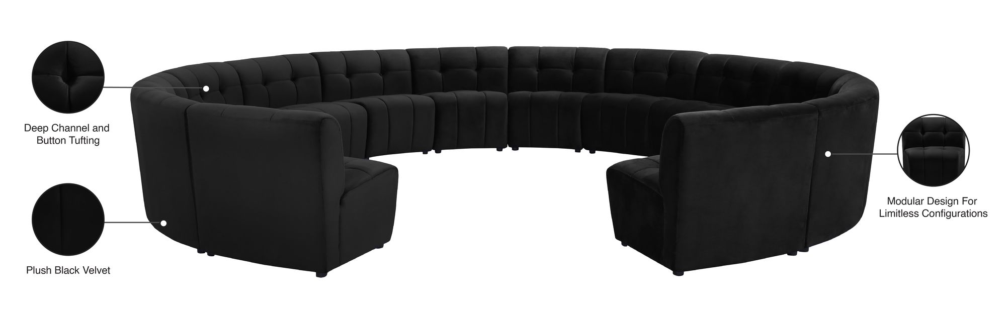 Limitless 173" 14-Piece Modular Velvet Sectional