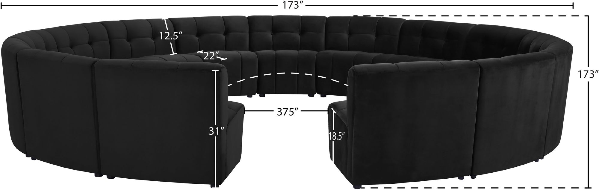 Limitless 173" 15-Piece Modular Velvet Sectional