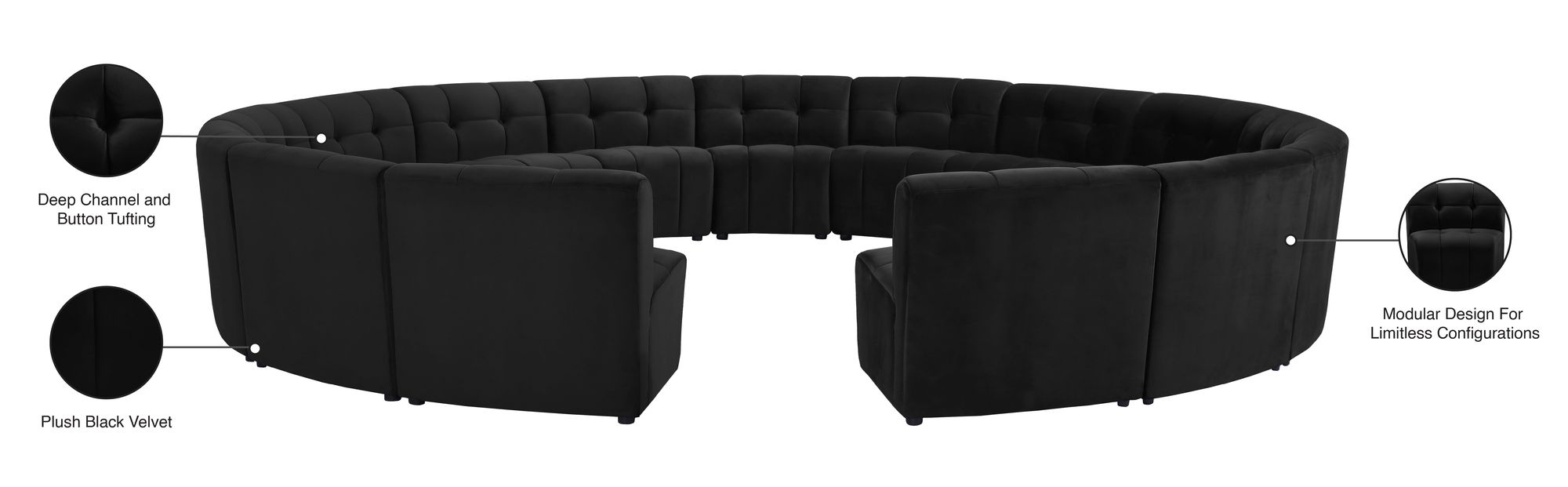 Limitless 173" 15-Piece Modular Velvet Sectional