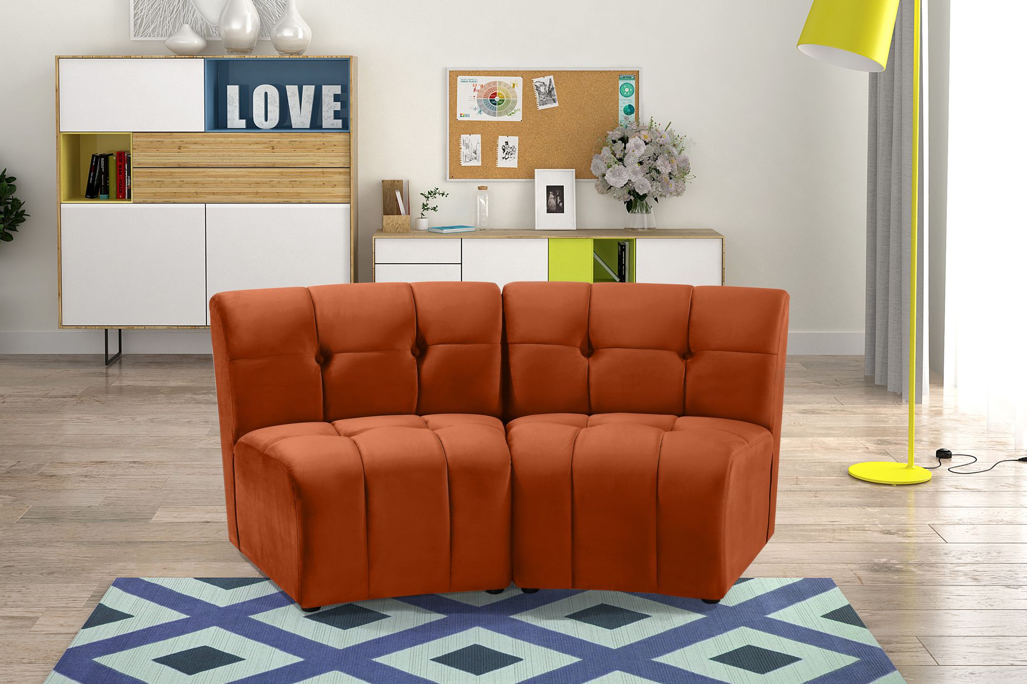 Limitless Modular Velvet Loveseat