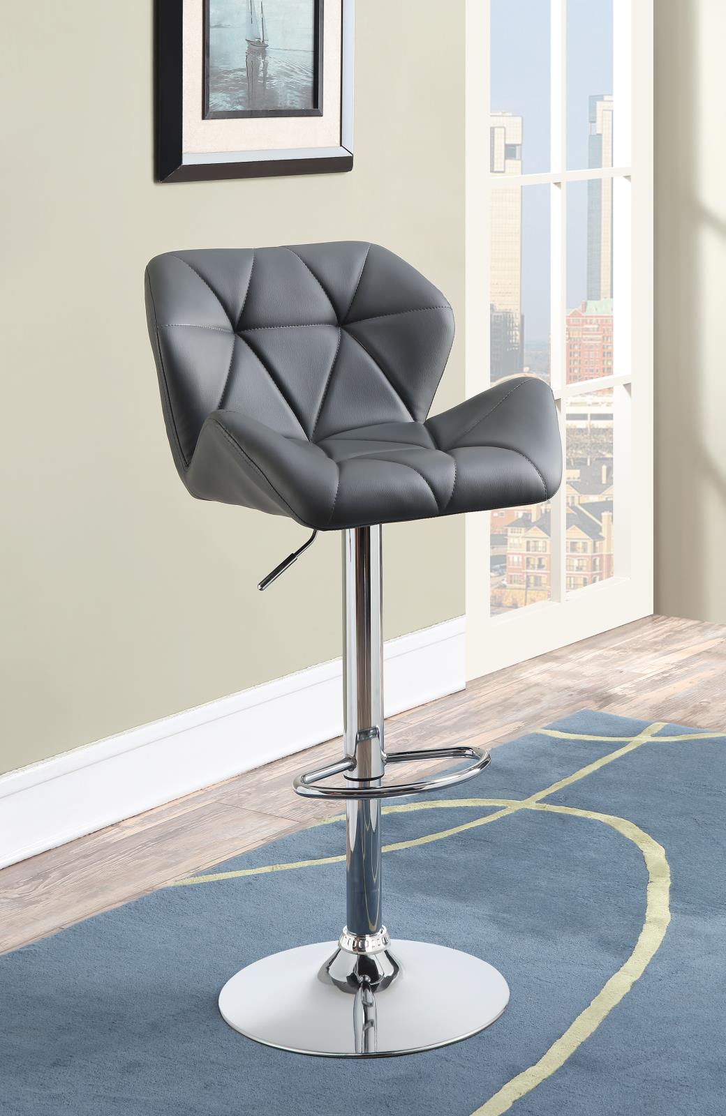 Berrington Adjustable Leatherette Bar Stools with Chrome Base