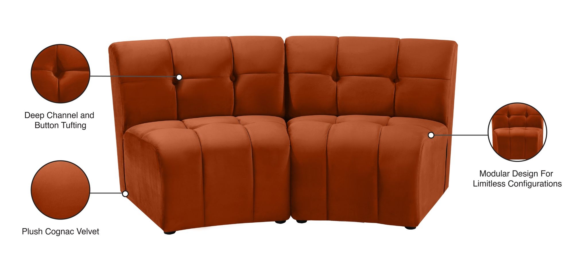 Limitless Modular Velvet Loveseat